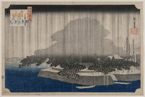 Night Rain at Karasaki, from the series Eight Views of Omi by Utagawa Hiroshige