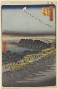 Nihon Embankment, Yoshiwara, No.100 from One Hundred Famous Views of Edo, 1857