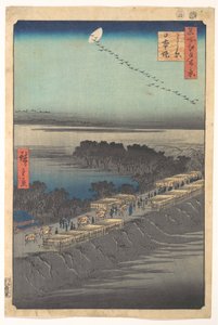 Nihon Embankment at Yoshiwara, from the series One Hundred Famous Views of Edo by Utagawa Hiroshige