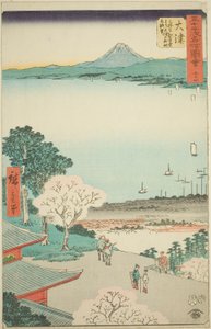 Otsu: Distant View of Otsu and the Lake from the Kannon Hall of Mii Temple (no. 54 from the series Famous Sights of the Fifty-three Stations)