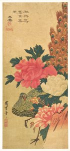 Peonies and Peacock by Utagawa Hiroshige