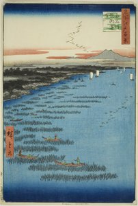 Samezu Coast in South Shinagawa (Minami-Shinagawa Samezu kaigan), from the series "One Hundred Famous Views of Edo (Meisho Edo hyakkei)" by Utagawa Hiroshige