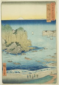 Shimosa Province: Choshi Beach on the Outer Bay (Shimosa, Choshi no hama Toura), from the series "Famous Places in the Sixty-odd Provinces (Rokujuyoshu meisho zue)" by Utagawa Hiroshige