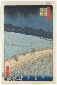 Sudden Shower Over Ohashi Bridge and Atake (One Hundred Famous Views of Edo series) by Utagawa Hiroshige