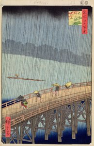 Sudden Shower over Shin-Ohashi Bridge and Atake, plate 58 from One Hundred Famous Views of Edo by Utagawa Hiroshige