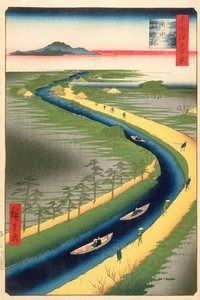 Towboats Along the Yotsugi-dori Canal, plate 33 from the series One Hundred Famous Views of Edo, Edo Period, Ansei Era, 1857