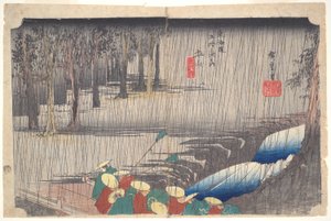 Tsuchiyama Spring Rain: Fifty-three Stations of the Tokaido by Utagawa Hiroshige