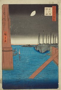 View of Tsukuda Island from Eitai Bridge, No.4 from the series "One Hundred Famous Views of Edo" by Utagawa Hiroshige