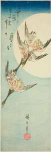 Wild Geese Flying Across Full Moon by Utagawa Hiroshige