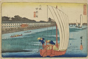 Sandbank at Ōhashi from the Series "Outstanding Views of Edo" by Utagawa Hiroshige