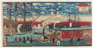 Picture of a Locomotive Along the Yokohama Waterfront, Yokohama, Edo period