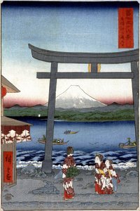 Geishas and Mount Fuji - Japanese Print by Hiroshige Utagawa