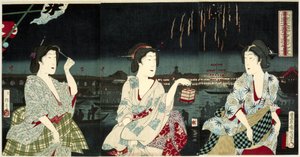 Enjoying the Evening Breeze During Fireworks at Ryogoku