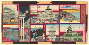 Eight Modern Views of Famous Places in Tokyo of Great Japan by Utagawa Kunisada II