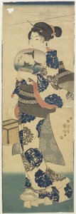 Woman with Fan and Cricket Cage