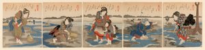 Low Tide at Susaki - A Set of Five by Utagawa Kuniyoshi