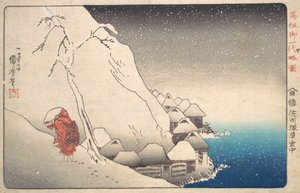 Nichiren in Snow at Tsukahara, Sodo Province by Utagawa Kuniyoshi