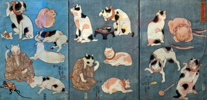 Proverbs Illustrated by Cats, c.1852 by Utagawa Kuniyoshi