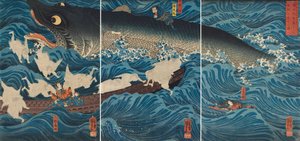 Sanuki no in kenzoku o shite Tametomo wo sukuu zu by Utagawa Kuniyoshi