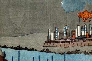 Takeda Shingen Crushes the Forces of Suwa Yorishige (Takeda Shingen Suwa Yorishige no jinchū o uchi-kuzusu zu), c.1850-51