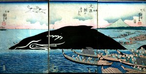 Throng of People Around a Captured Whale by Utagawa Kuniyoshi