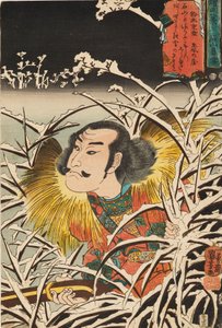 Woodblock print - Lingering Snow at Ishiyama, 19th century by Utagawa Kuniyoshi