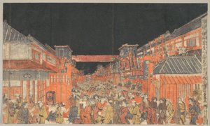 Sakaichō Fukiyachō Kaomise Yoshibai no Zu by Utagawa Toyoharu
