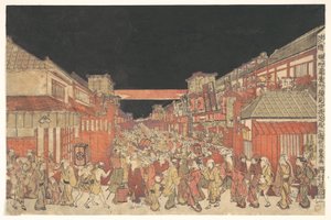 Sakaichō Fukiyachō Kaomise Yoshibai no Zu by Utagawa Toyoharu