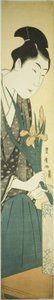 Young man arranging irises in a vase by Utagawa Toyohiro