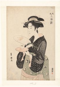 Portrait of the Waitress Okita (series title: Triptych of Elegant Beauties) by Utagawa Toyokuni (I)