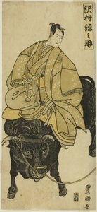 Actor Sawamura Gennosuke Riding on Ox as Sugawara no Michizane