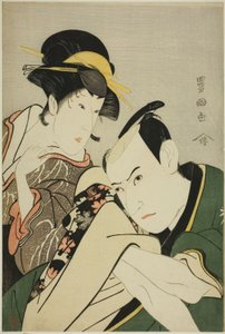 Ichikawa Yaozo III in the Role of Takebe Genzo and Iwai Kiyotaro in the Role of Tonami by Utagawa Toyokuni I