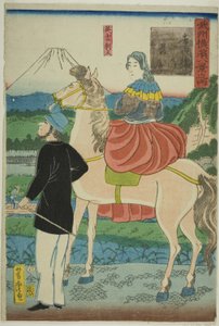 English Watching Descending Geese at Yoshida Bridge, from the series "Eight Views of Yokohama in Musashino Province" by Utagawa Yoshitora