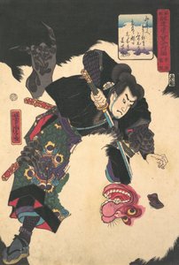 The Warrior Slaying the Giant White Hihi by Utagawa Yoshitora