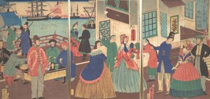 View of Eating and Drinking by People of Five Countries, 1861, 12th month