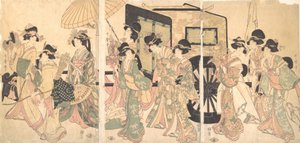 Ladies Surrounding a Cart by Utamaro II