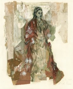 Elegant Woman Red Shawl