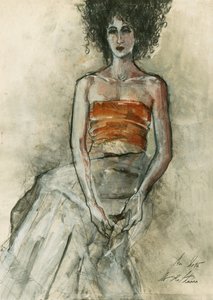 Pensive Curly Haired Woman