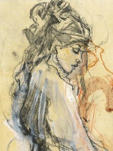 Pensive Woman Sketch by Ute Rathmann