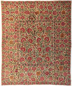 A susani embroidered in couched silks
