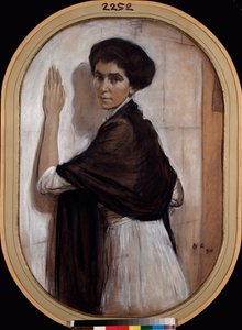Portrait of Countess Sofia Olsuphyeva. Work by Valentin Alexandrovich Serov, pastel and sanguine on cardboard