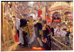 The Coronation of Emperor Nicholas II in the Assumption Cathedral by Valentin Serov