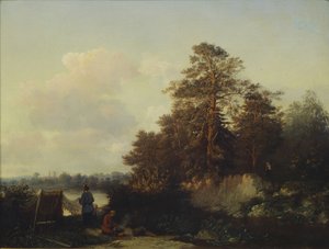 Landscape with Anglers by Valerian Konstantinovich Kamenev