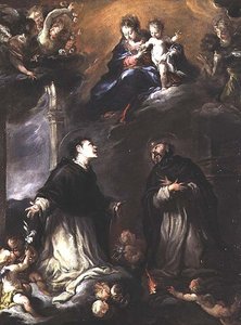 Madonna and Child appearing to two Dominican Saints by Valerio (circle of) Castello