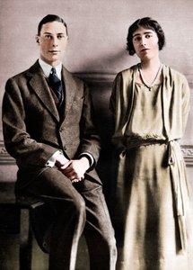 Lady Elizabeth Bowes Lyon and the Duke of York upon the announcement of their engagement, 1923
