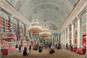 Charity Bazaar in the Banquet Chamber of the Yusupov Palace by Vasili Semenovich Sadovnikov