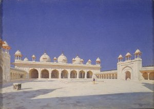 The Pearl Mosque Moti Masjid in Red Fort of Agra, 1874-1876