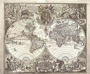 Double Hemisphere Map of the World by Vasily Anufrievich Kiprianov