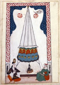 Interior view of a residence in Turkey under the Ottoman Empire. Miniature from 