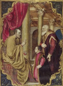 Venetian Senator or Doge presenting his son to his patron saint